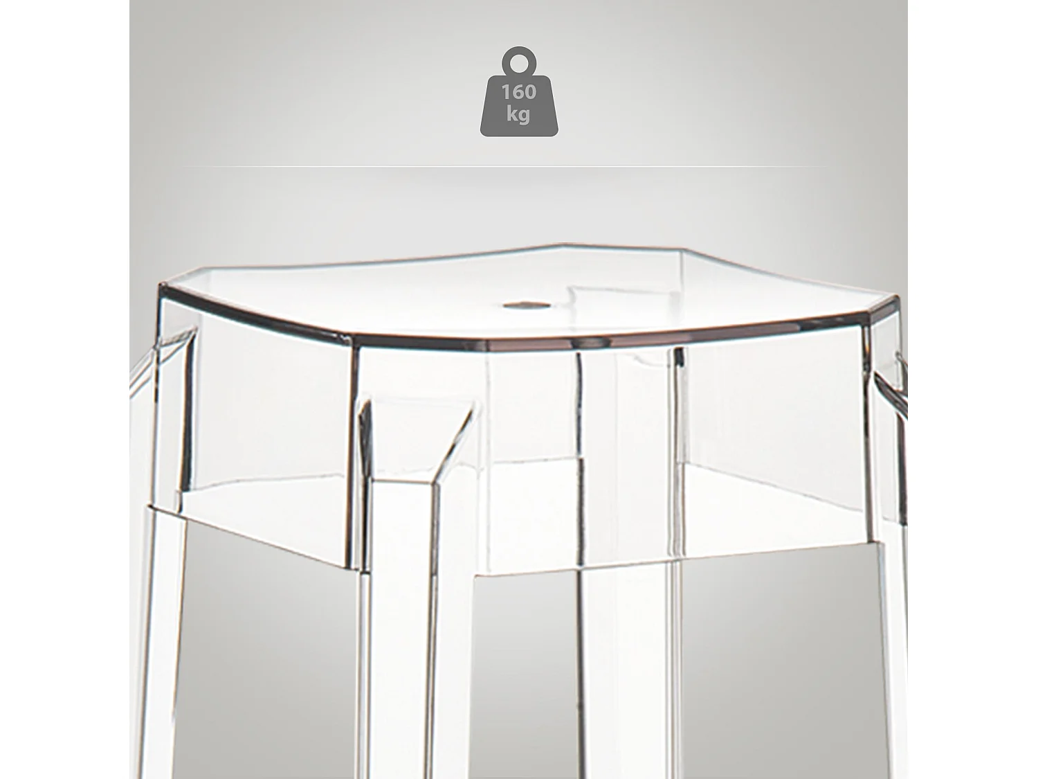 Lot de 2  Tabouret de bar - Plastique & Blanc - Transparent - Fox