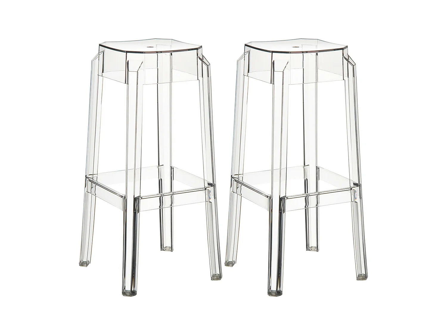 Lot de 2  Tabouret de bar - Plastique & Blanc - Transparent - Fox