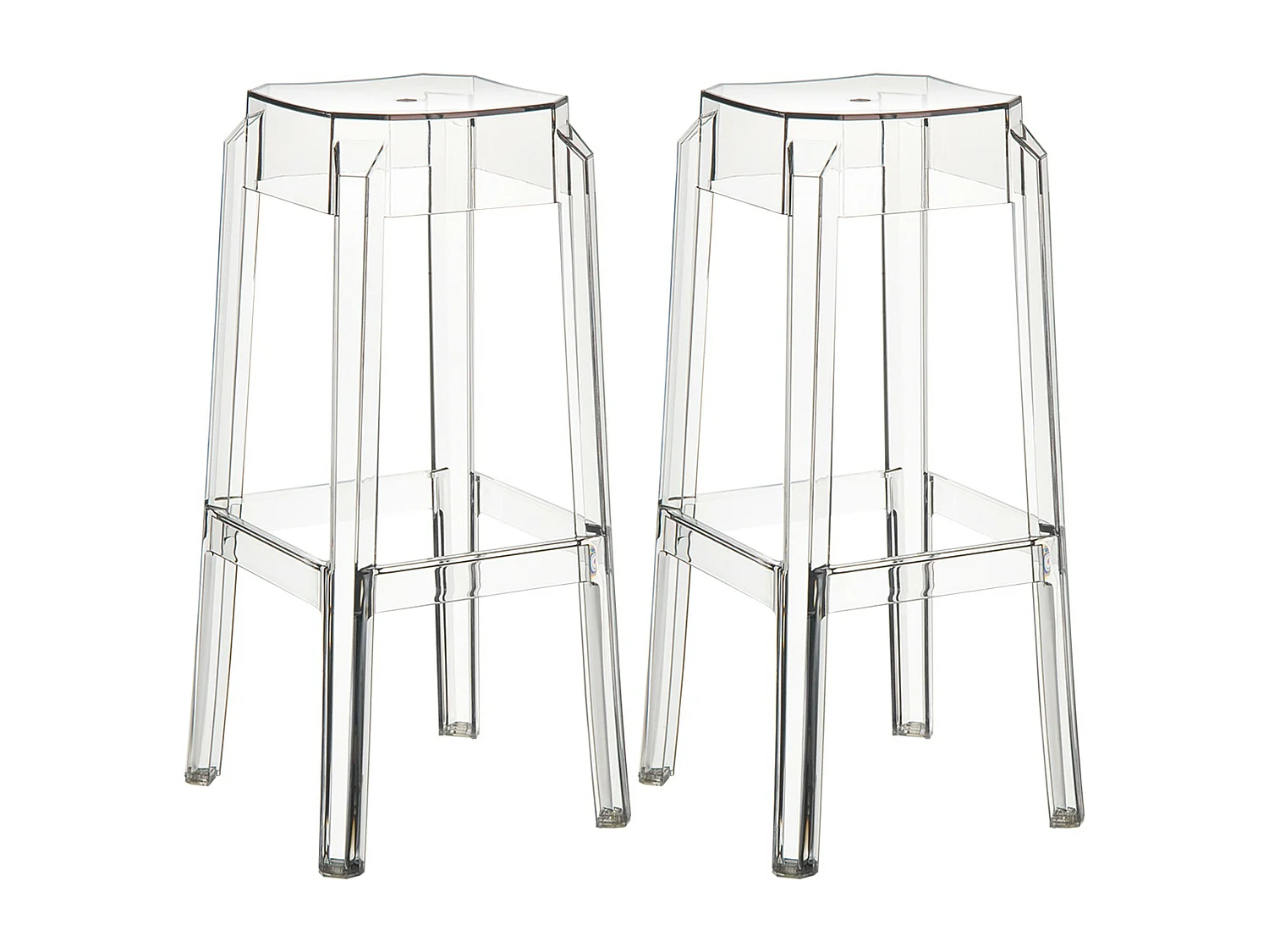 Lot de 2  Tabouret de bar - Plastique & Blanc - Transparent - Fox