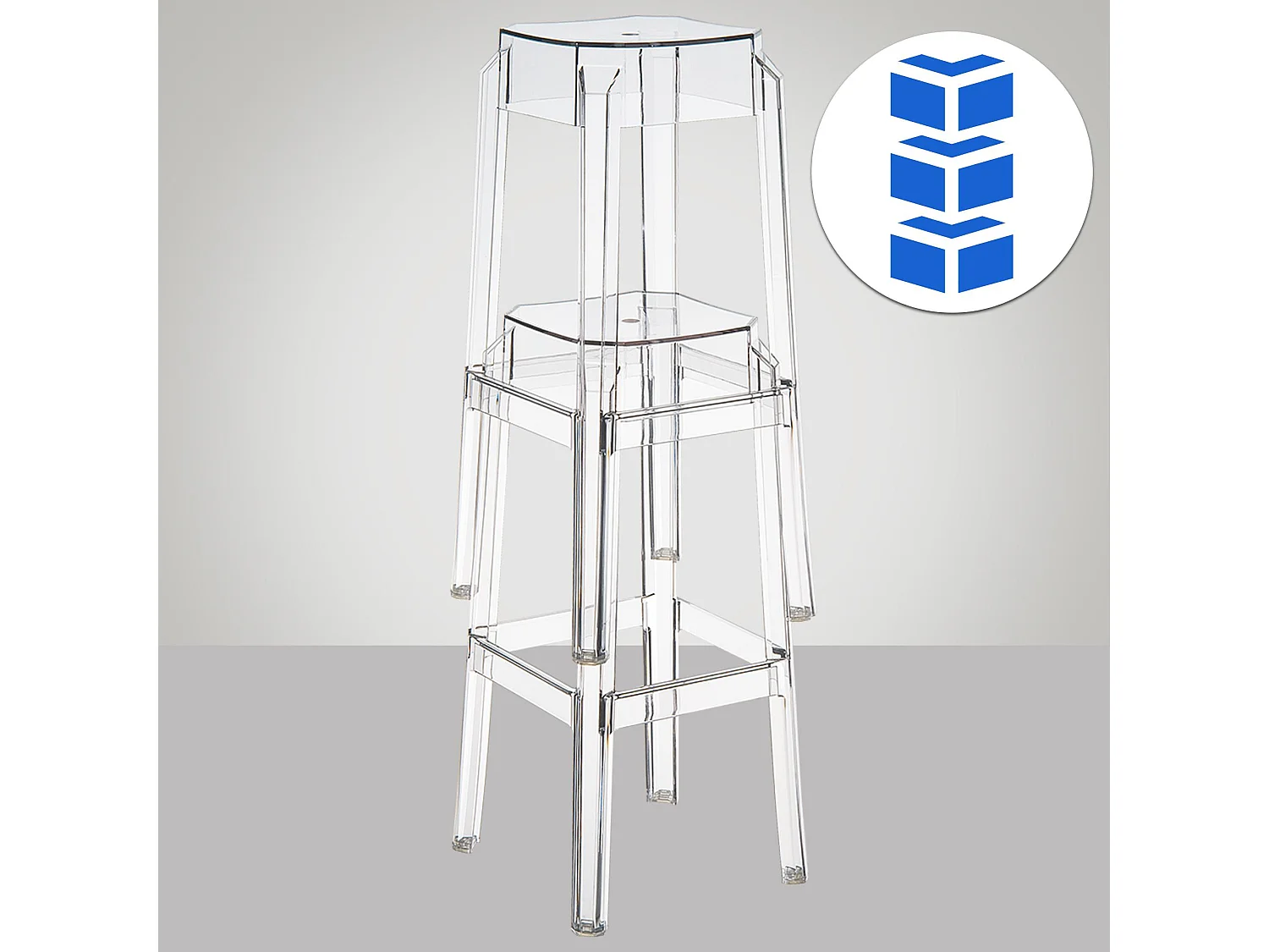 Lot de 2  Tabouret de bar - Plastique & Blanc - Transparent - Fox