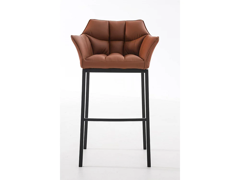 Tabouret de bar - Similicuir & Noir - Marron clair - Damaso