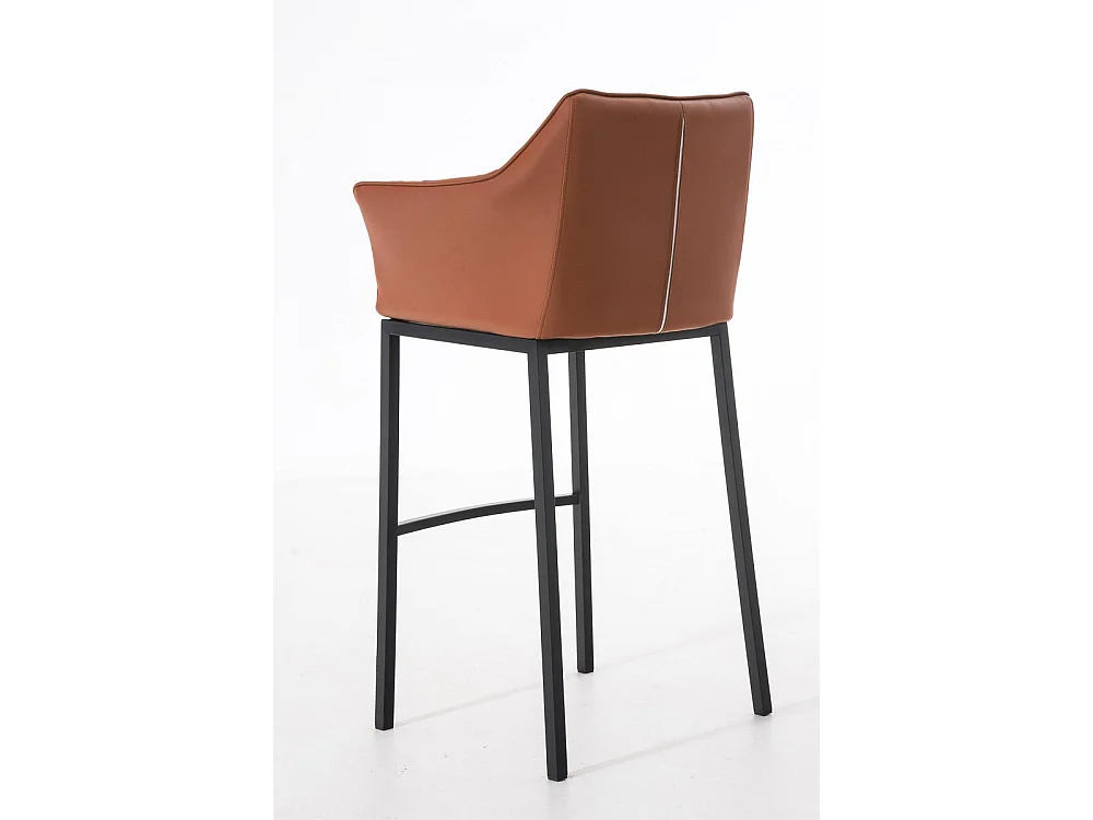 Tabouret de bar - Similicuir & Noir - Marron clair - Damaso