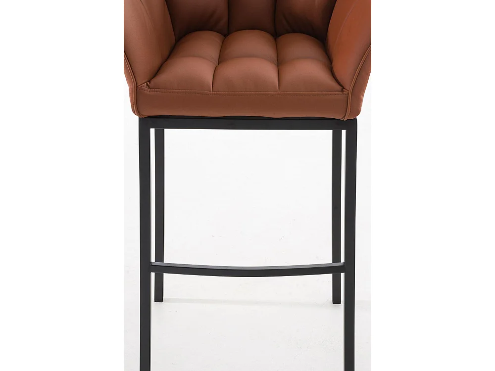 Tabouret de bar - Similicuir & Noir - Marron clair - Damaso