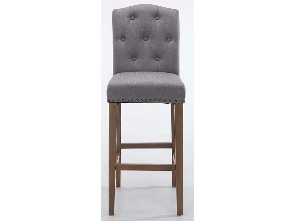 Lot de 2  Tabouret de bar - Tissu & Antique clair - Gris clair - Louise