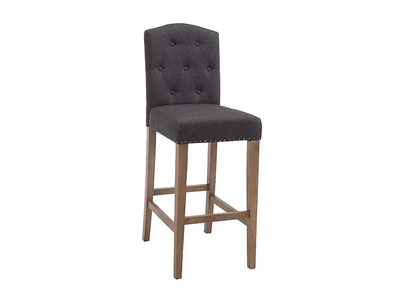 Tabouret de bar - Tissu & Bois - Gris foncé - Louise