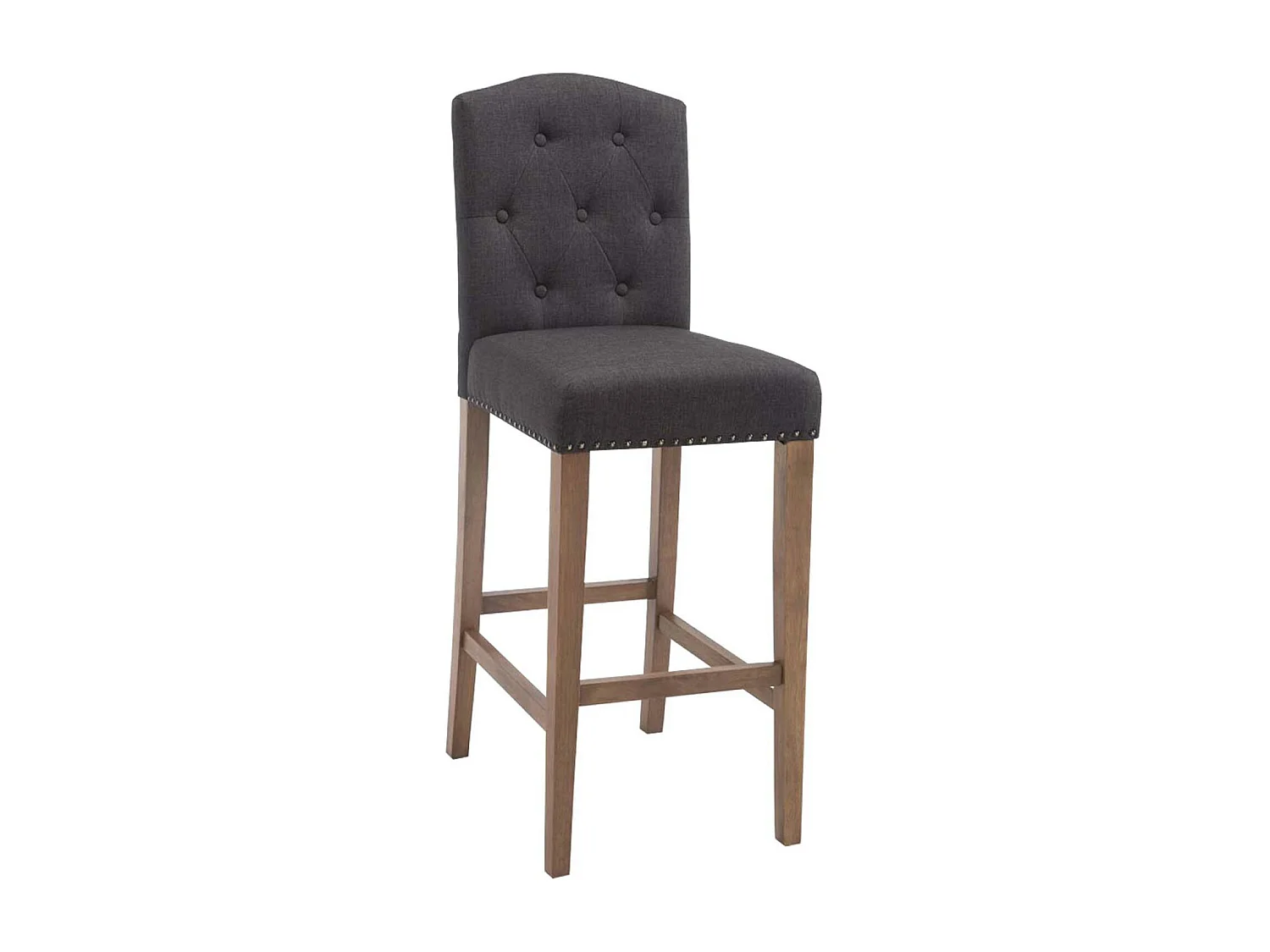 Tabouret de bar - Tissu & Bois - Gris foncé - Louise