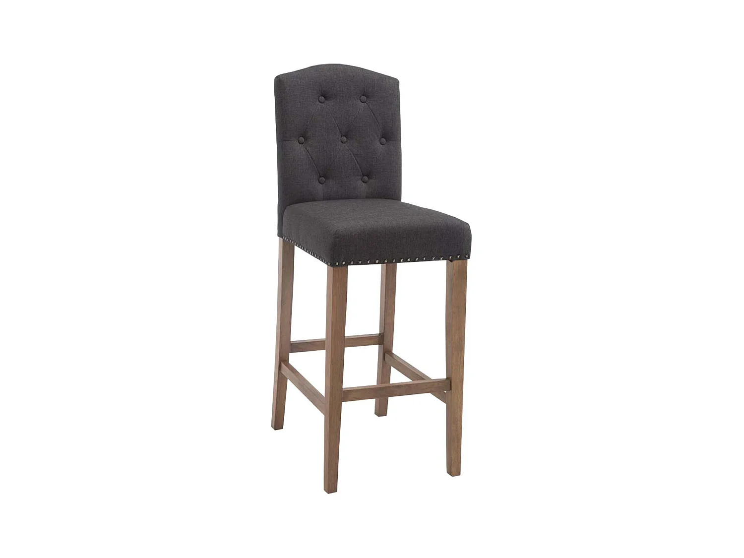 Tabouret de bar - Tissu & Bois - Gris foncé - Louise