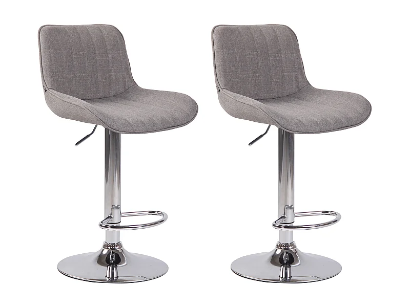 Lot de 2 Tabourets de bar - Tissu & Métal - Gris - Lentini