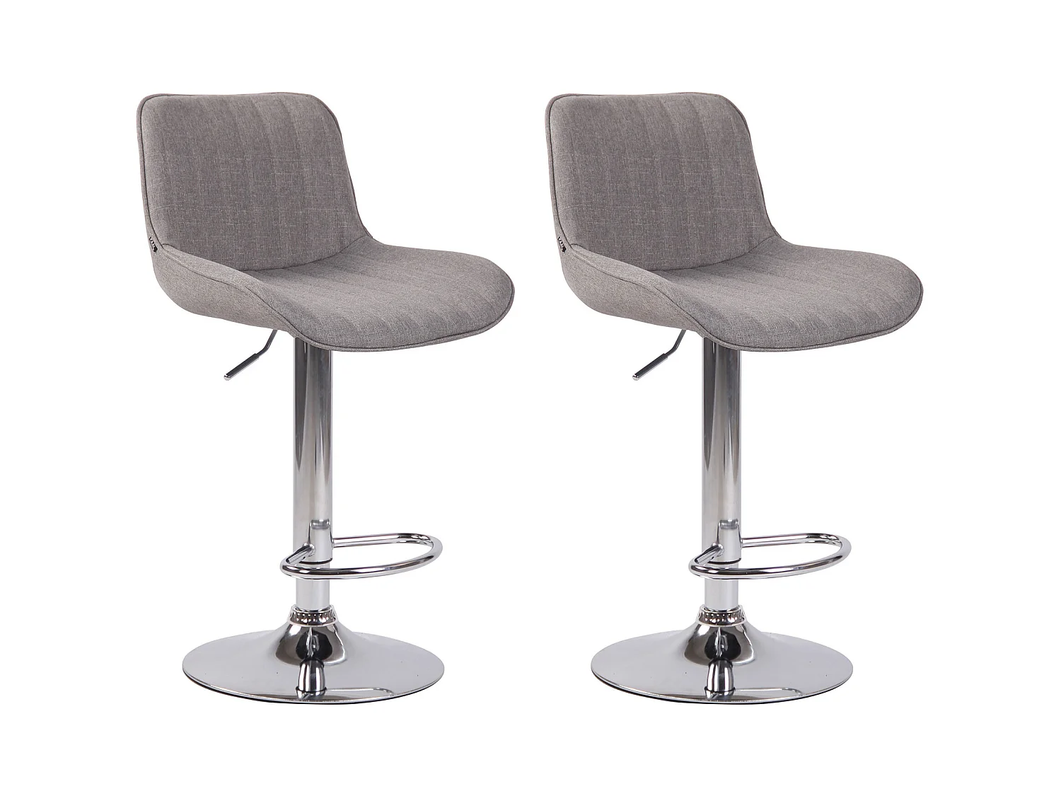 Lot de 2 Tabourets de bar - Tissu & Métal - Gris - Lentini