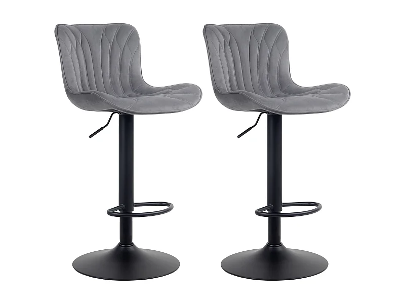 Lot de 2  Tabouret de bar - Velours - Gris foncé - Linus
