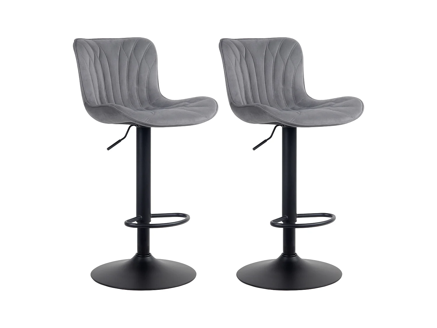 Lot de 2  Tabouret de bar - Velours - Gris foncé - Linus