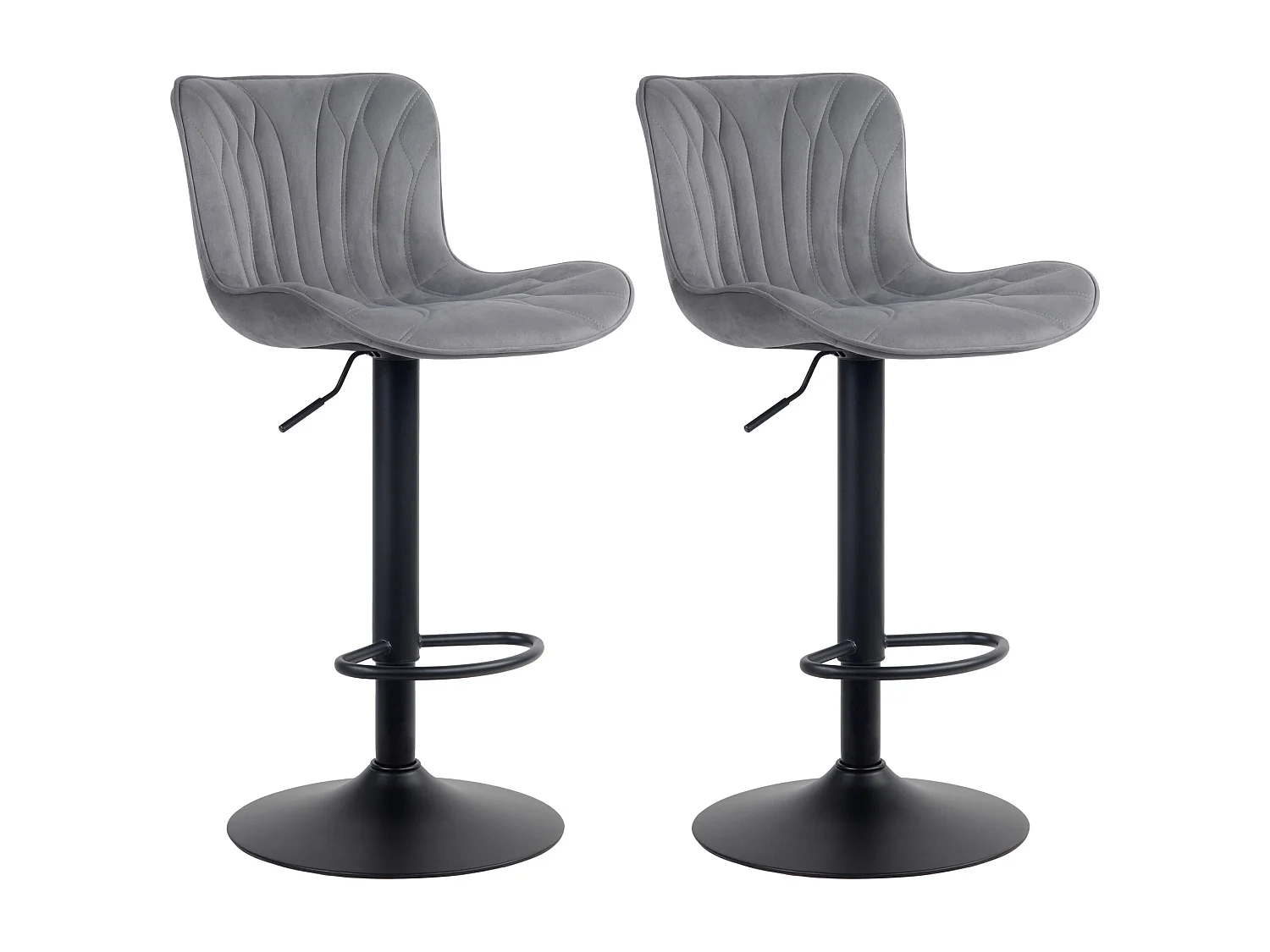 Lot de 2  Tabouret de bar - Velours - Gris foncé - Linus