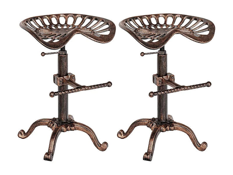 Lot de 2  Tabouret de bar - Métal & Gris - Bronze - Butch