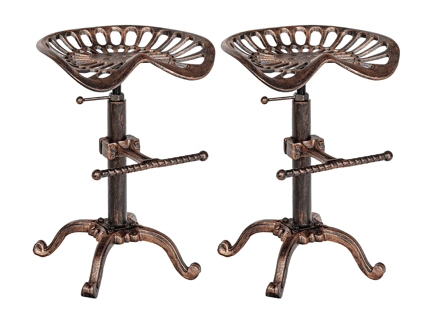 Lot de 2  Tabouret de bar - Métal & Gris - Bronze - Butch