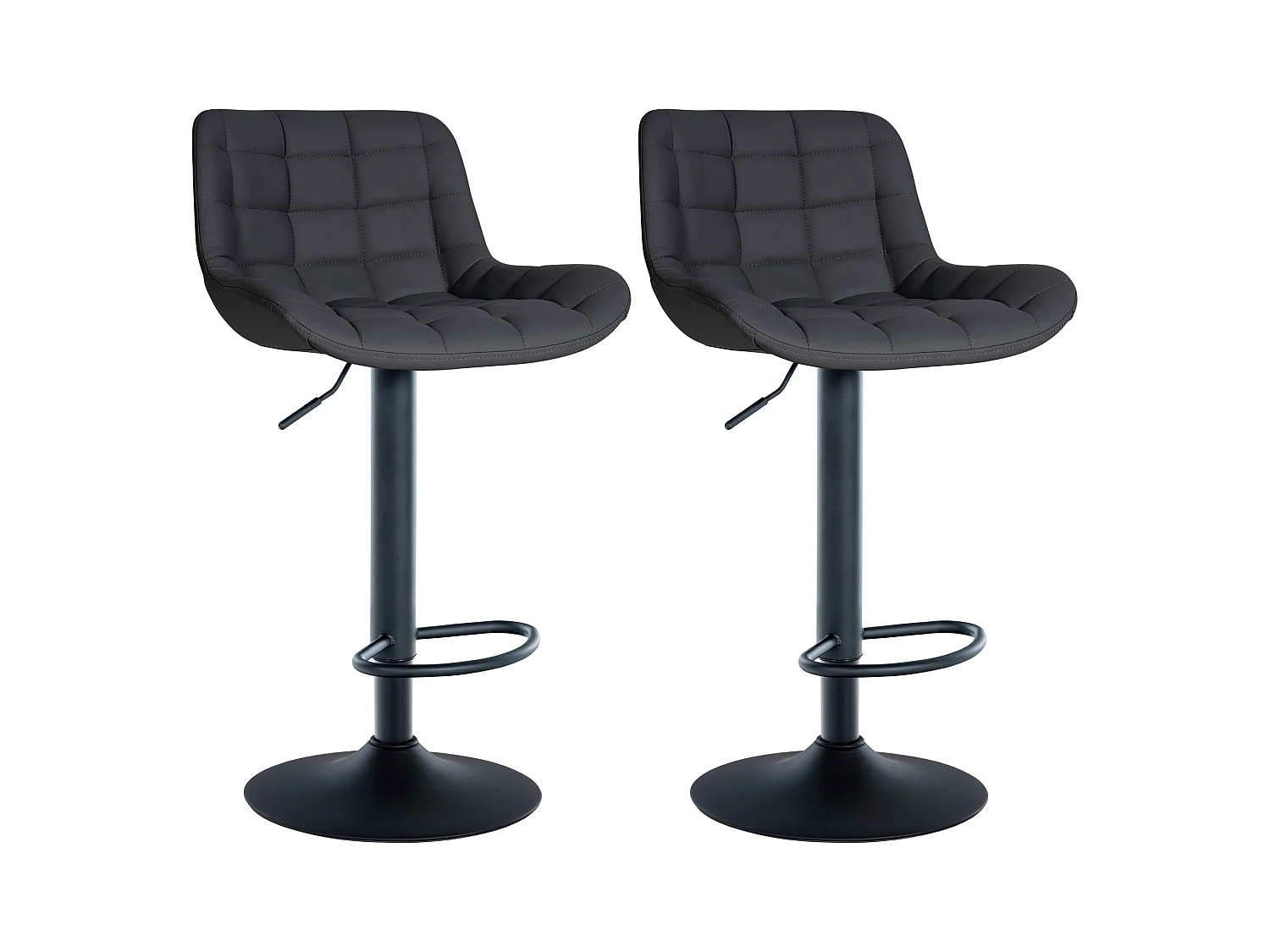 Lot de 2  Tabouret de bar - Similicuir - Noir - Tover
