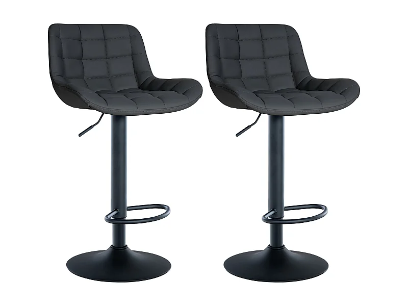 Lot de 2  Tabouret de bar - Similicuir - Noir - Tover