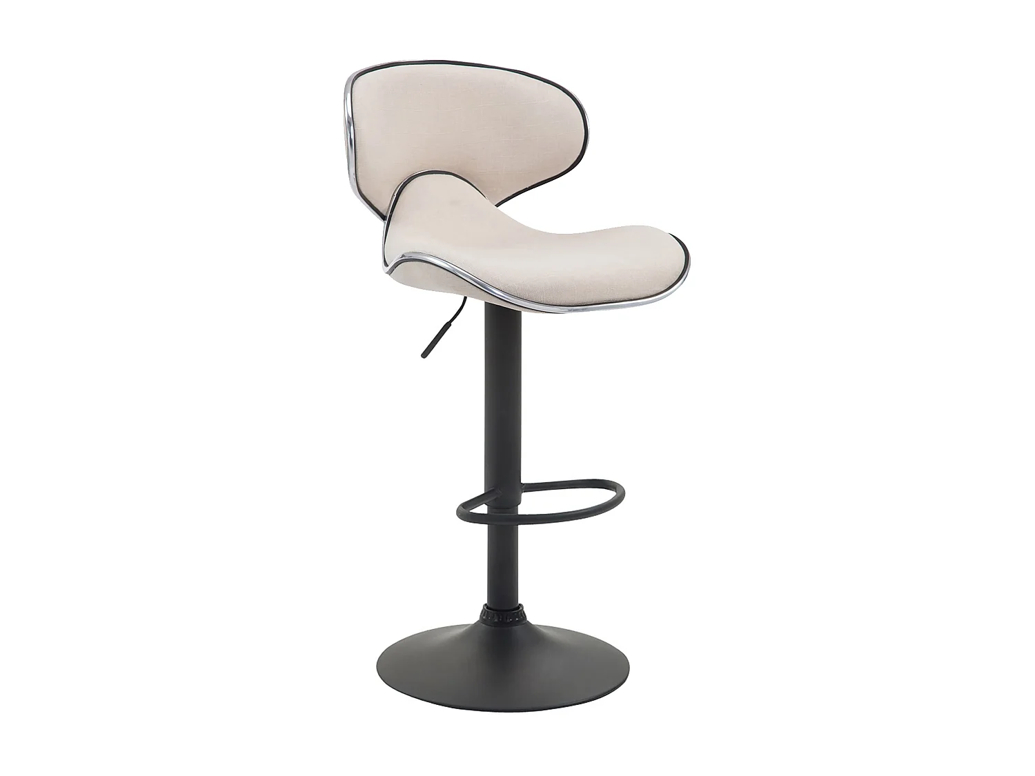 Lot de 2 Tabourets de bar - Tissu & Métal chromé - Crème - Las Vegas V2