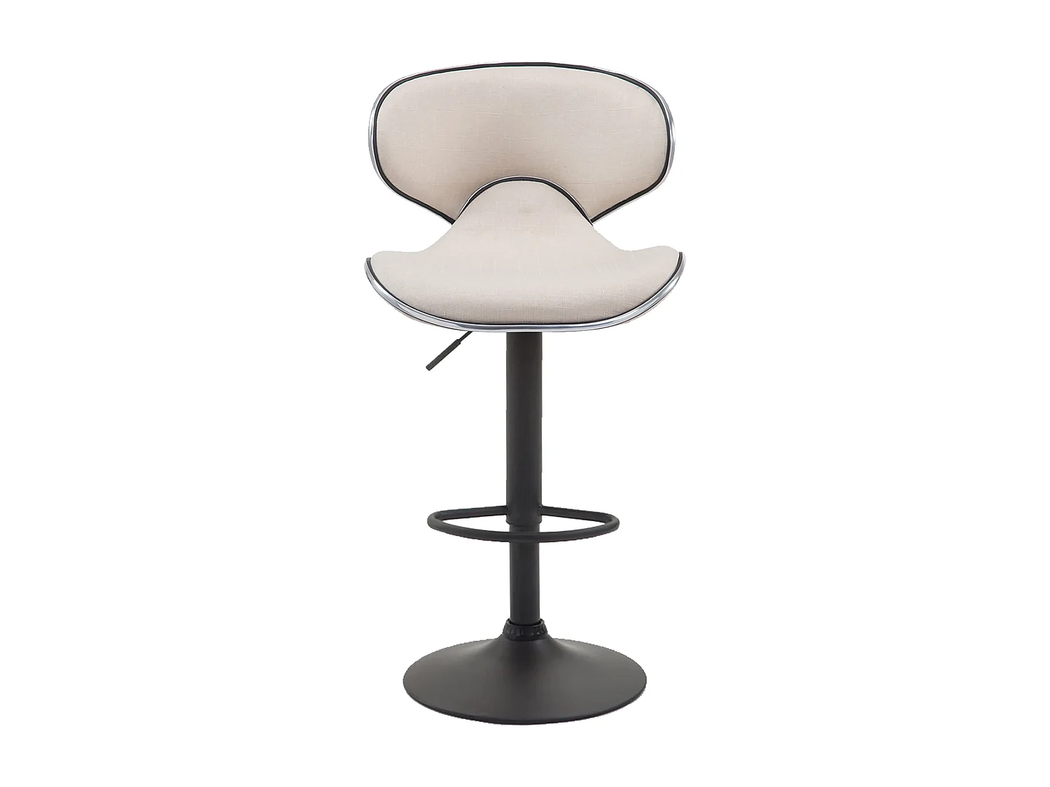 Lot de 2 Tabourets de bar - Tissu & Métal chromé - Crème - Las Vegas V2