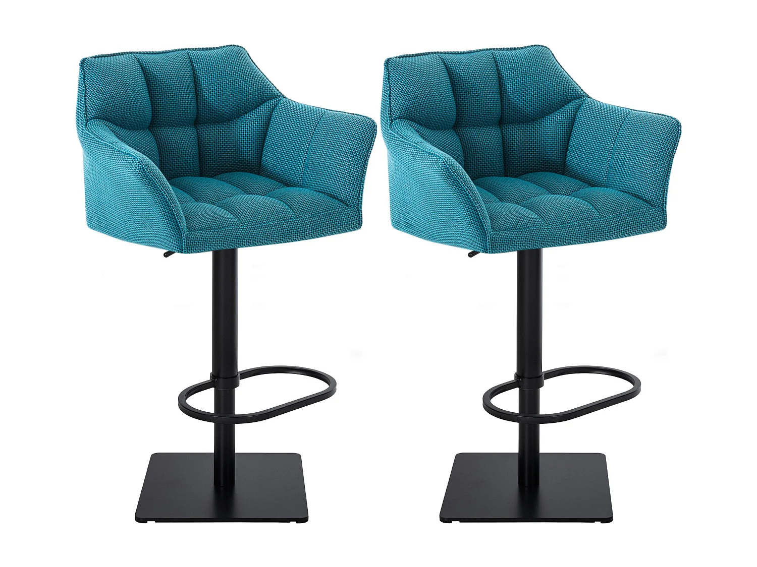 Lot de 2  Tabouret de bar - Tissu & Noir - Turquoise - Damaso