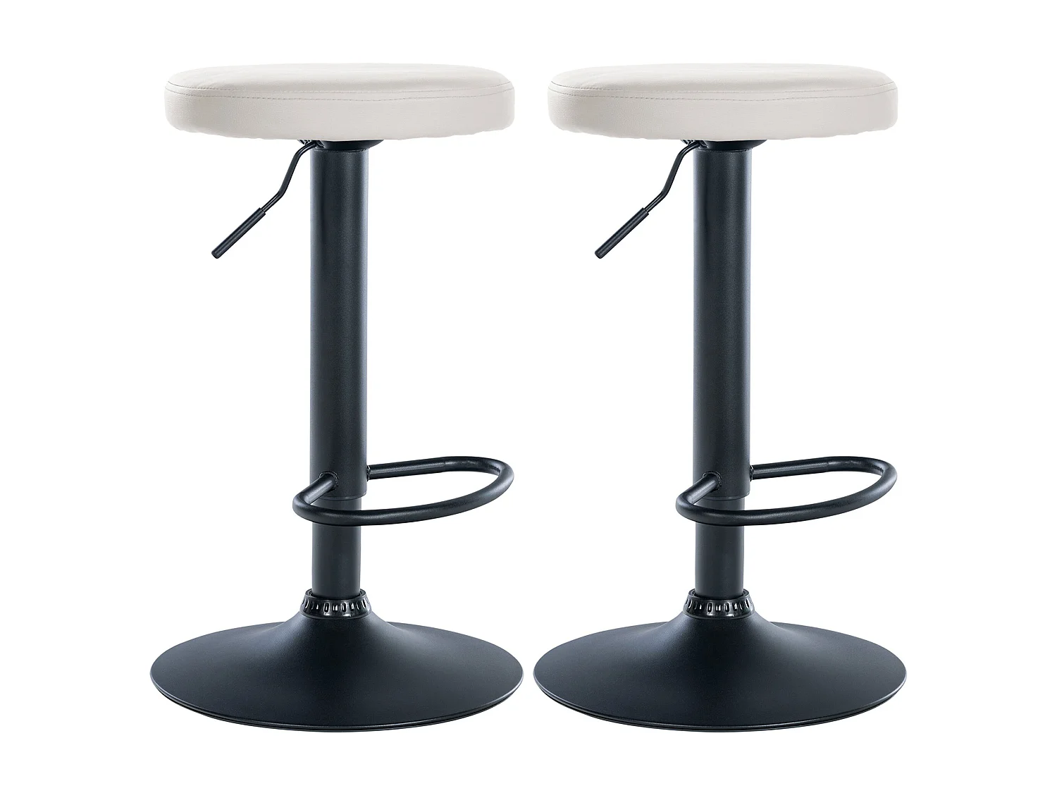 Lot de 2 Tabourets de bar - Similicuir & Métal - Blanc - Ponte