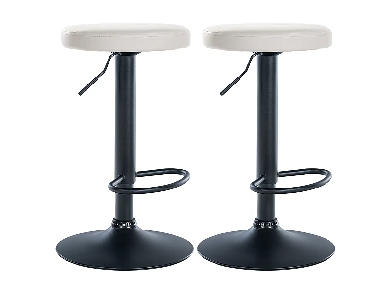 Lot de 2 Tabourets de bar - Similicuir & Métal - Blanc - Ponte