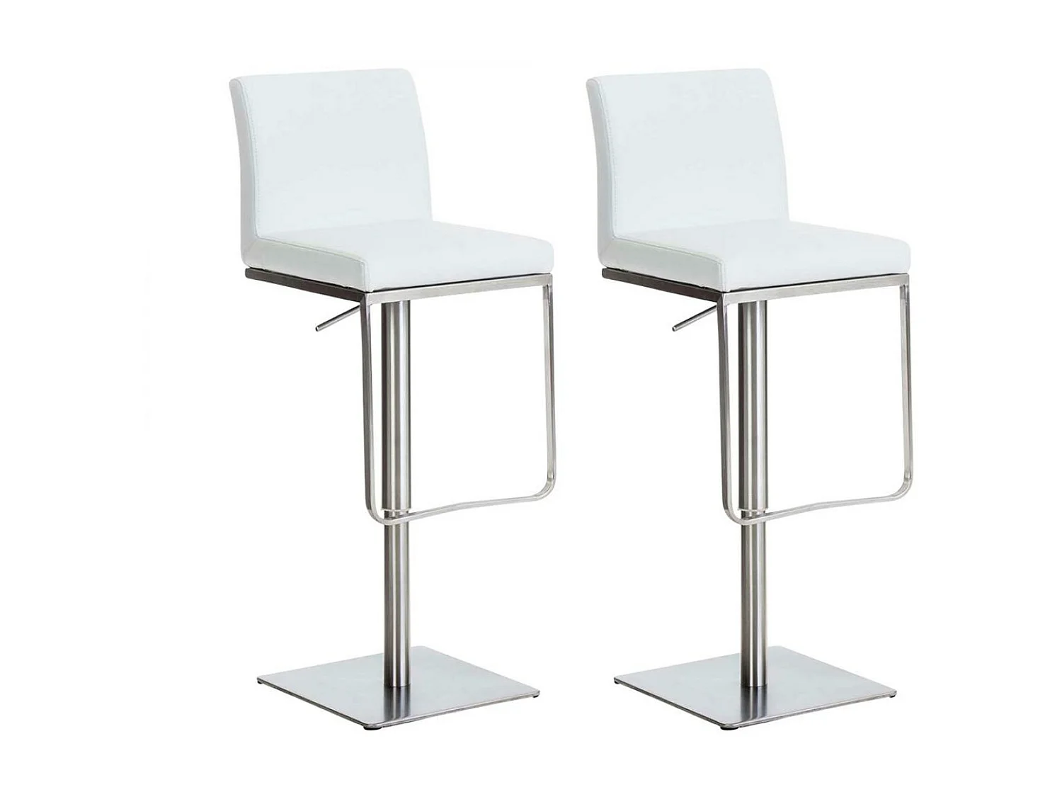 Lot de 2  Tabouret de bar - Similicuir & Acier inoxydable - Blanc - Panama