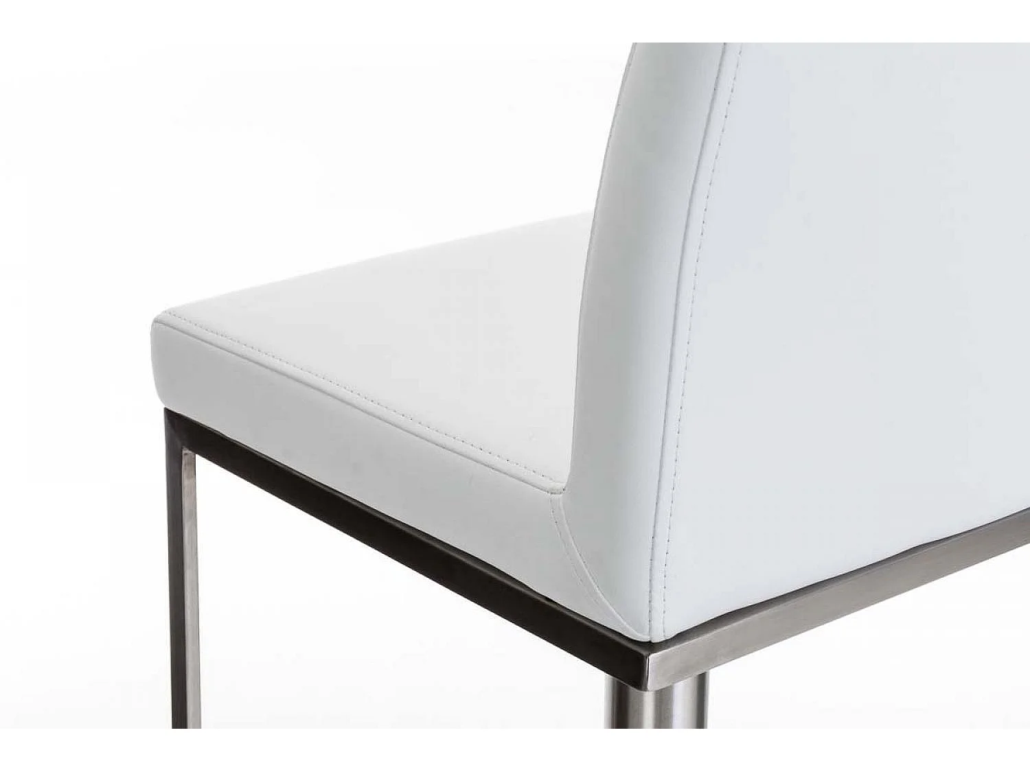 Lot de 2  Tabouret de bar - Similicuir & Acier inoxydable - Blanc - Panama