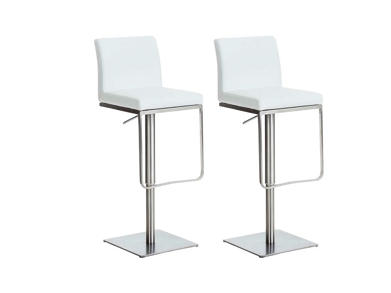 Lot de 2  Tabouret de bar - Similicuir & Acier inoxydable - Blanc - Panama