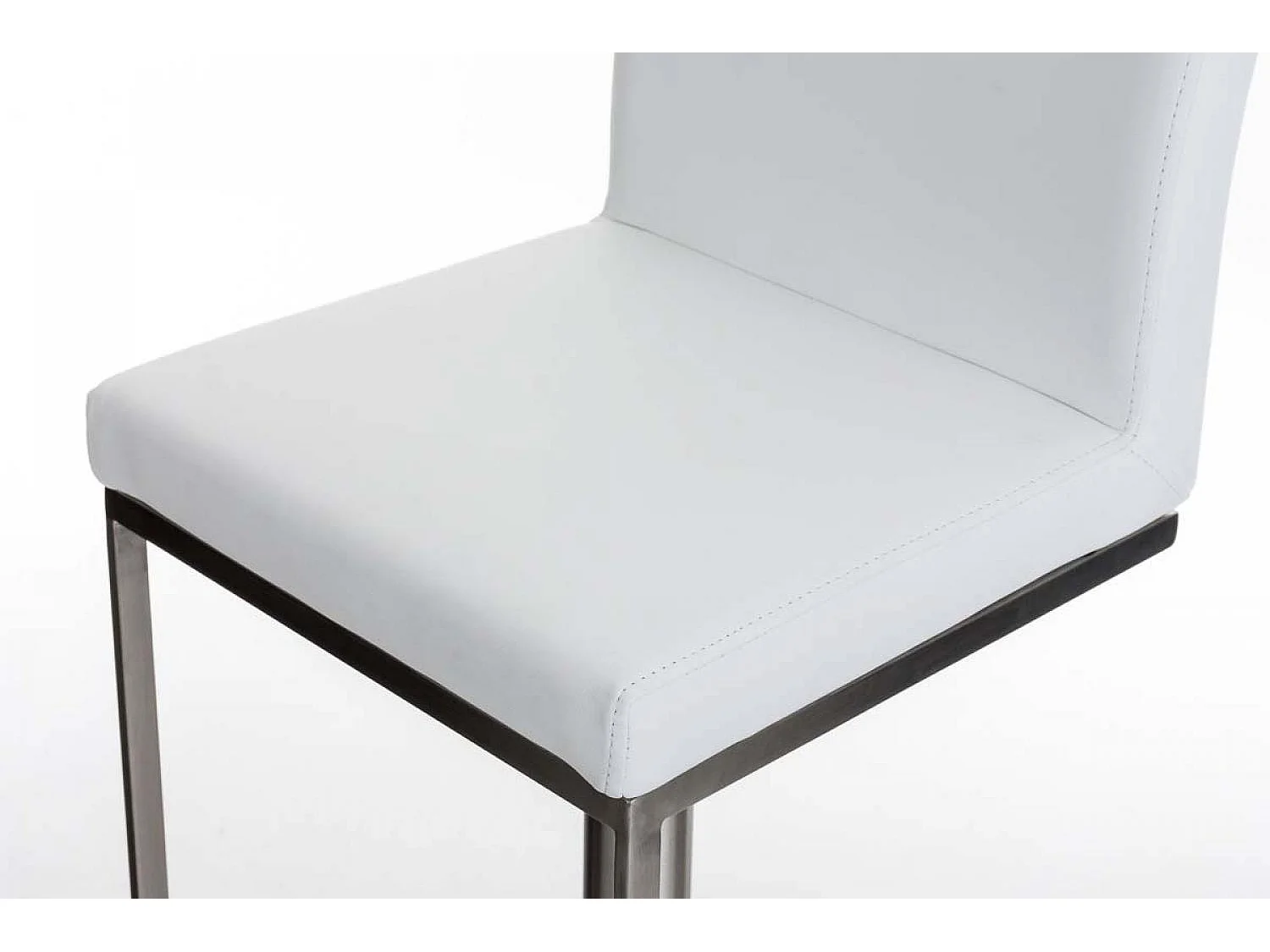 Lot de 2  Tabouret de bar - Similicuir & Acier inoxydable - Blanc - Panama