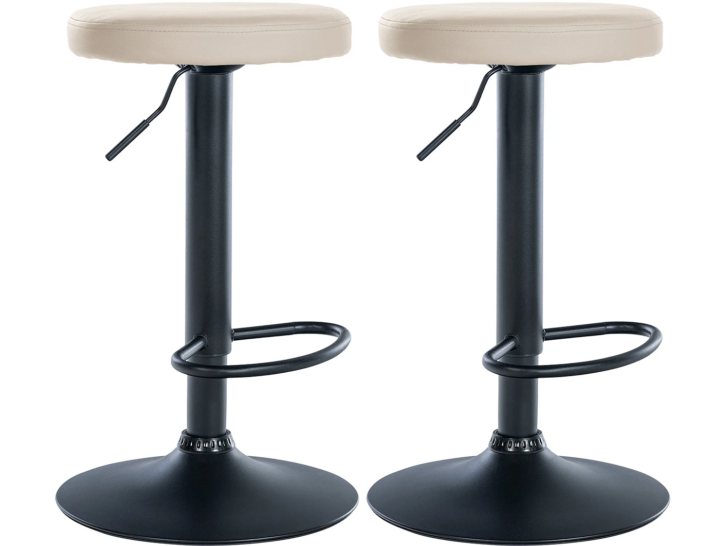 Lot de 2 Tabourets de bar - Similicuir & Métal - Crème - Ponte