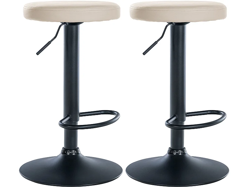 Lot de 2 Tabourets de bar - Similicuir & Métal - Crème - Ponte