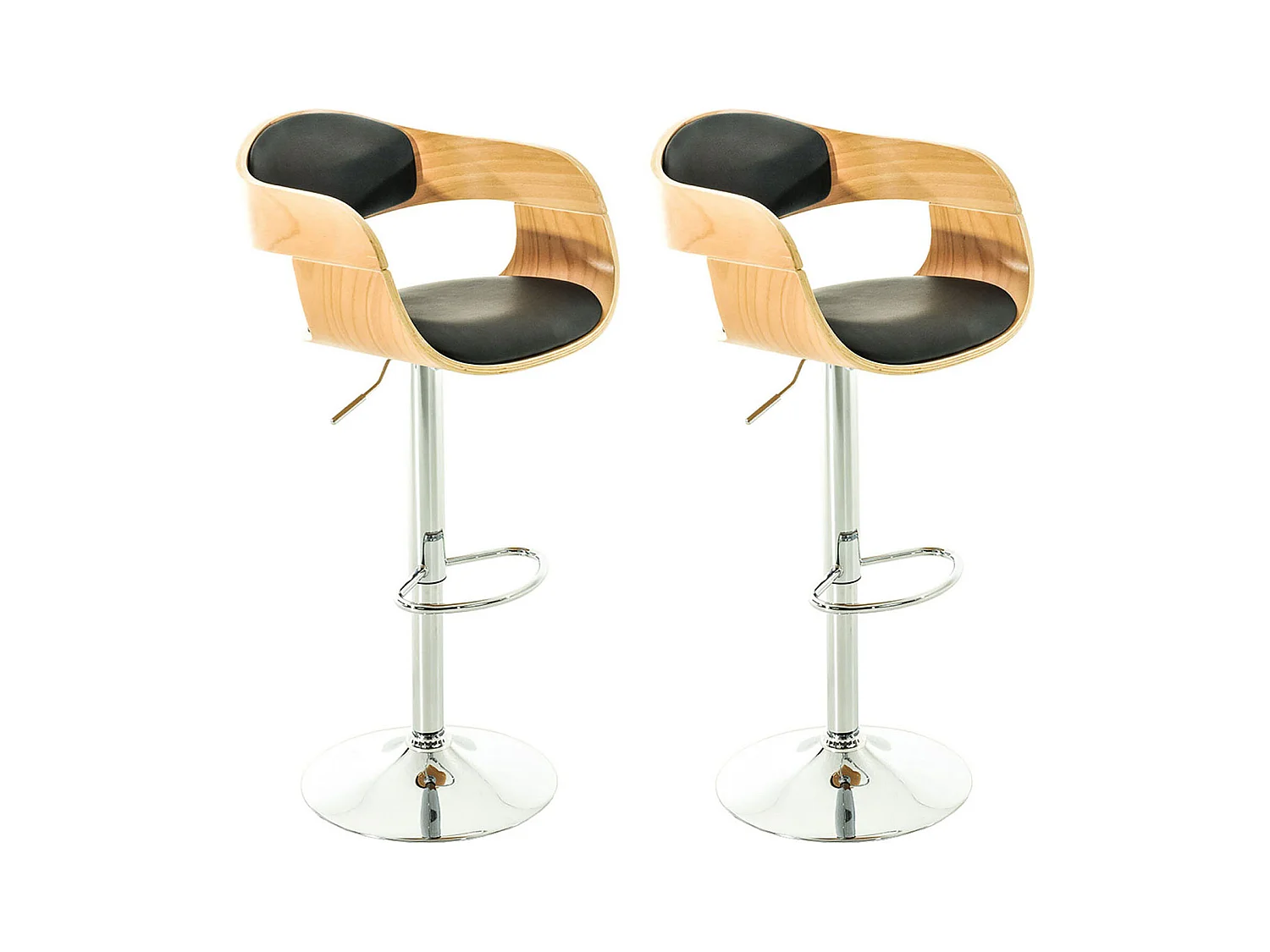 Lot de 2  Tabouret de bar - Similicuir - Nature / Noir - Kingston