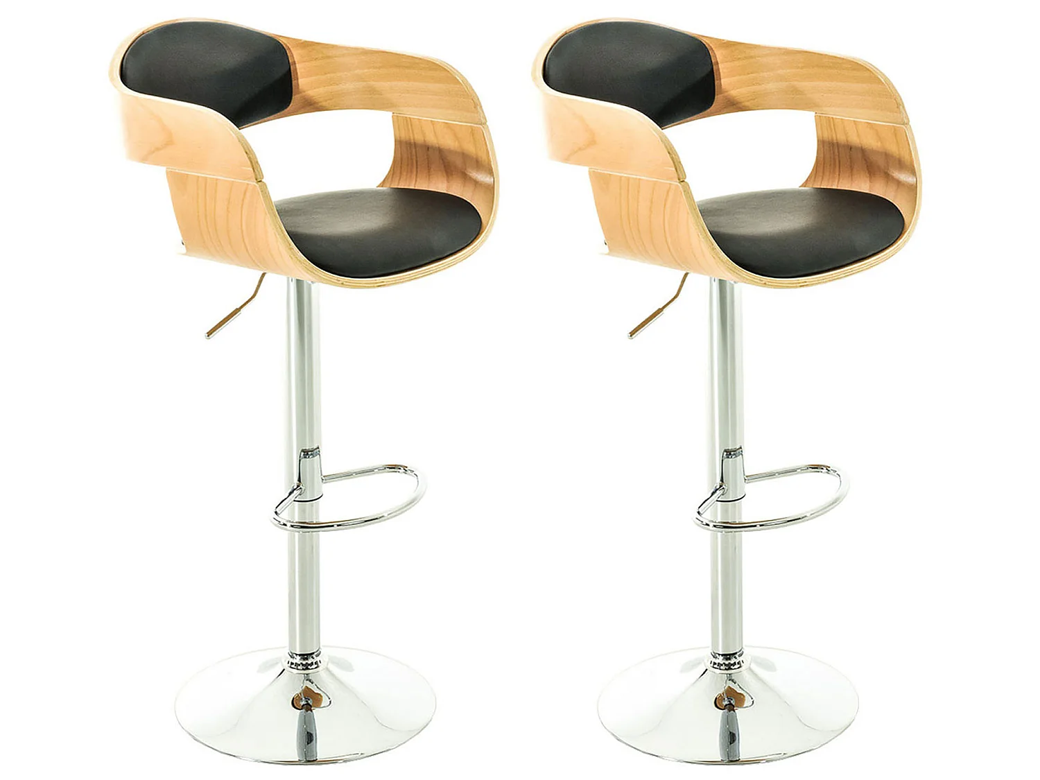 Set De 2  Taburete de bar - Simil cuero & cromo - Natural/negro - Kingston