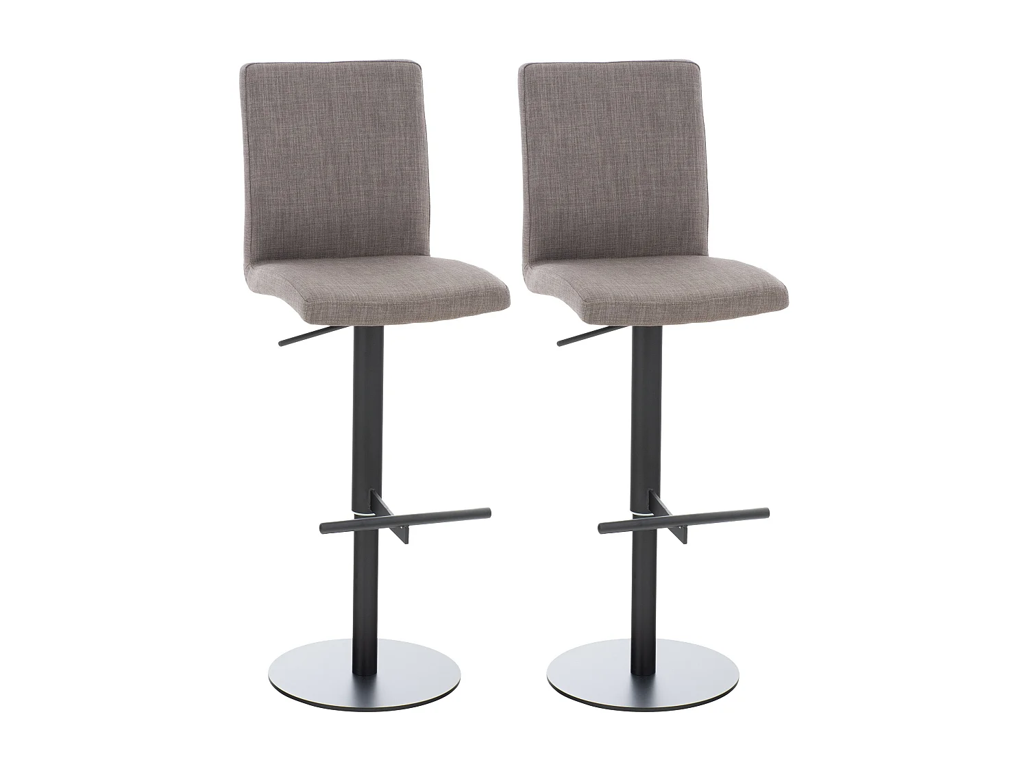 Lot de 2  Tabouret de bar - Tissu & Noir - Gris - Cadiz