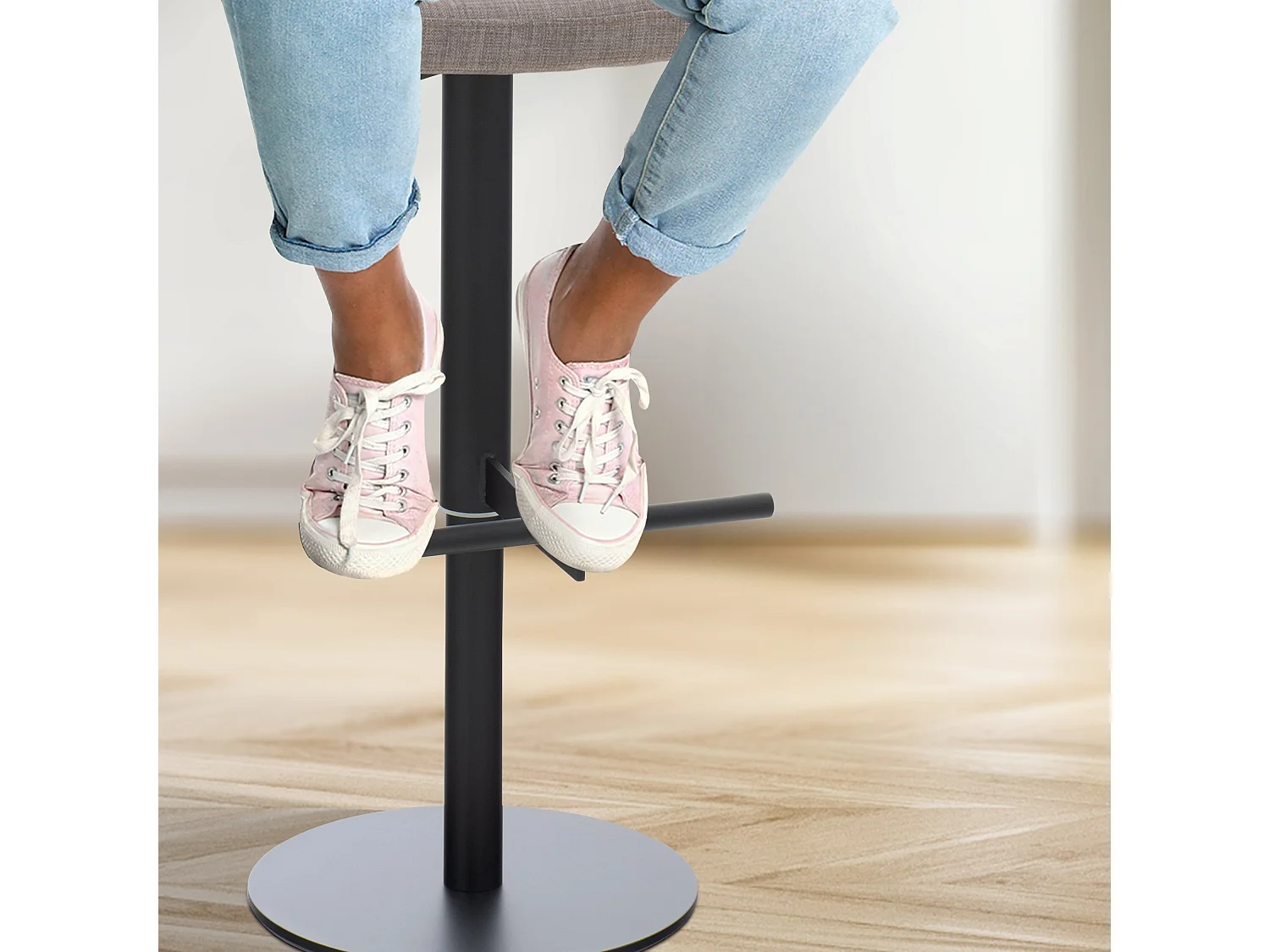 Lot de 2  Tabouret de bar - Tissu & Noir - Gris - Cadiz