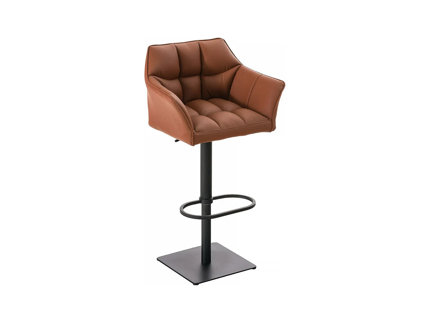 Tabouret de bar - Similicuir & Noir - Marron clair - Damaso
