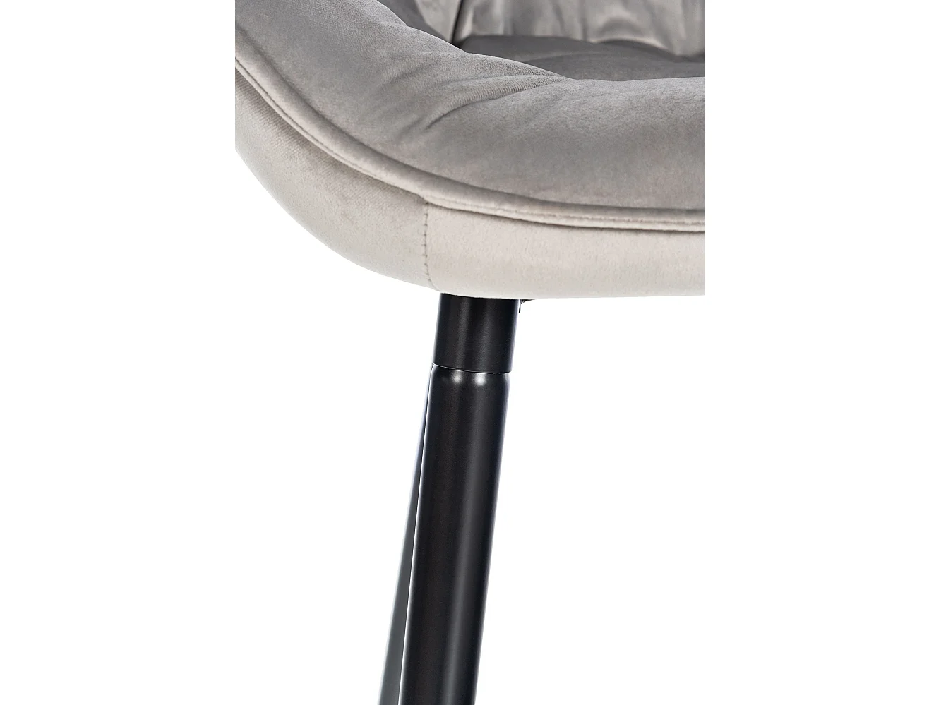 Lot de 2  Tabouret de bar - Velours & Métal noir mat - Gris - Gibson