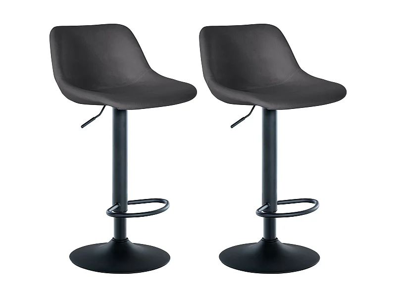 Lot de 2  Tabouret de bar - Velours - Gris foncé - Loft