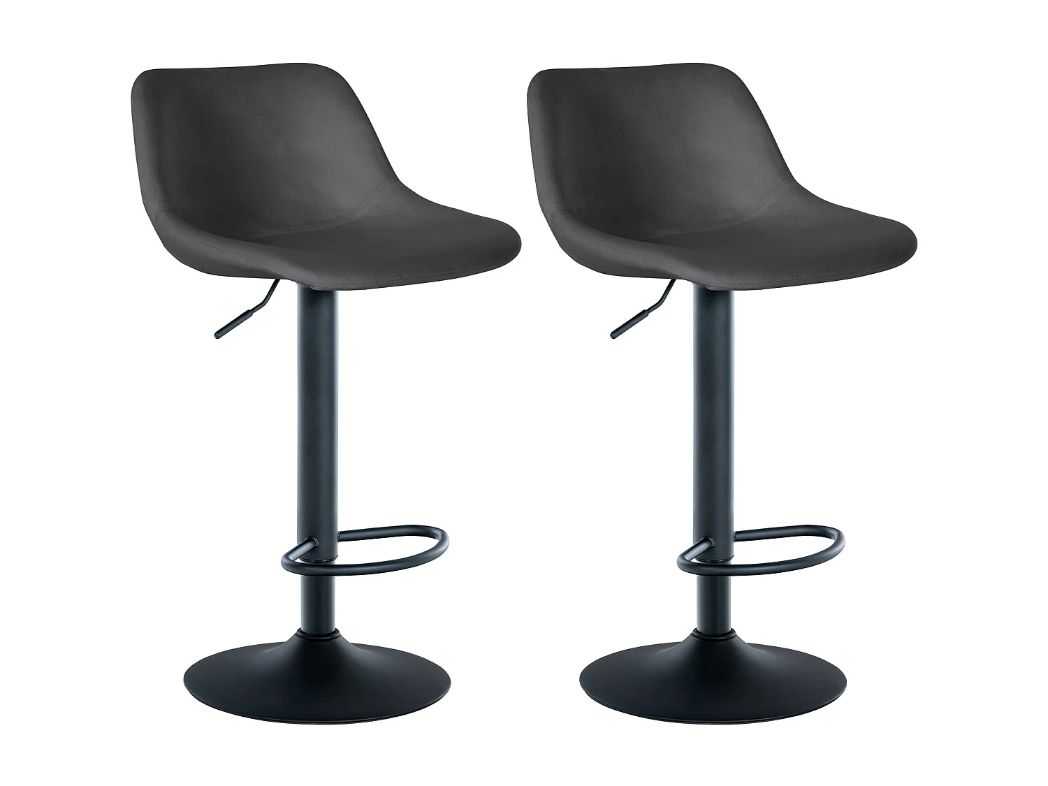 Lot de 2  Tabouret de bar - Velours - Gris foncé - Loft