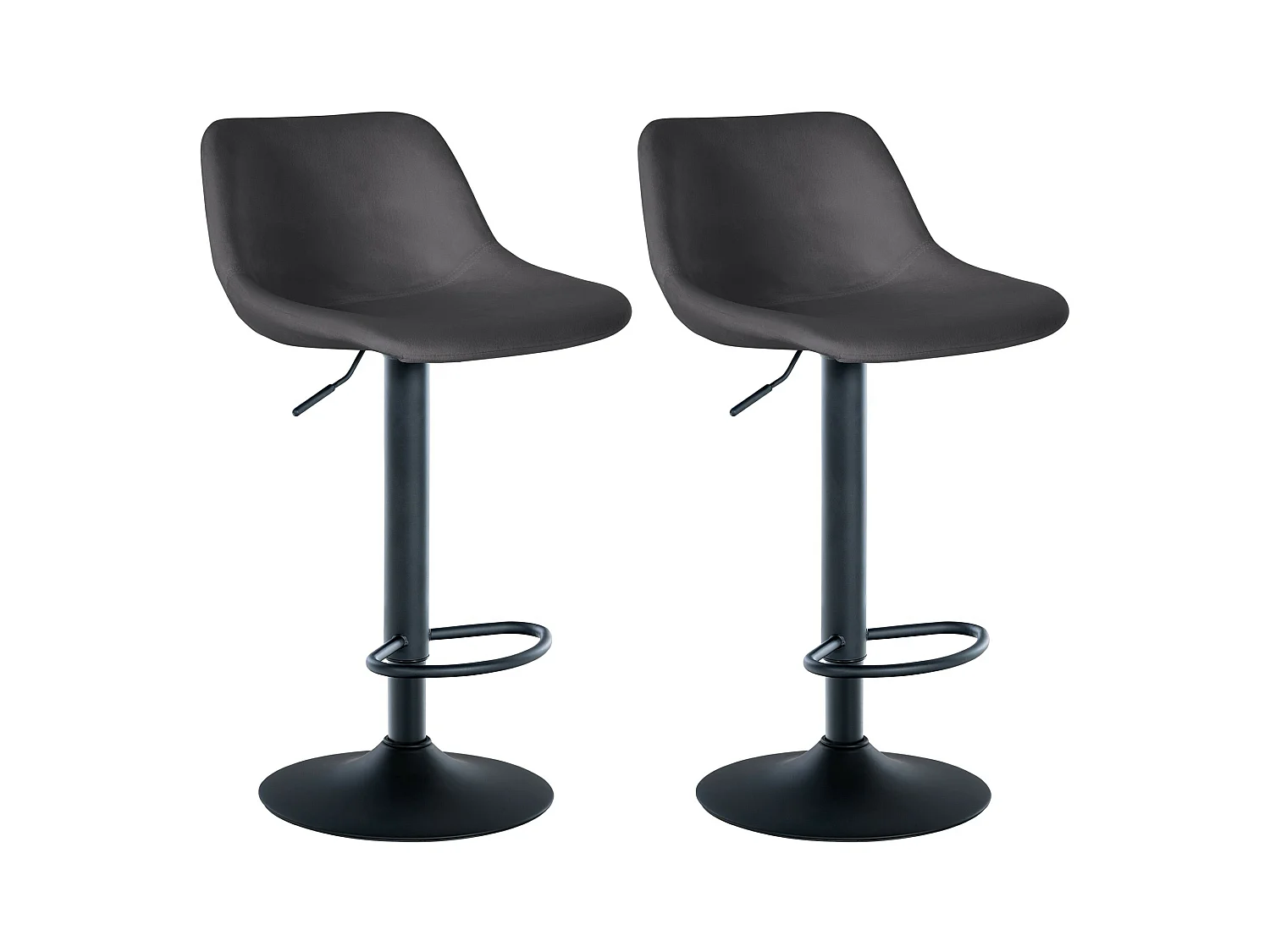 Lot de 2  Tabouret de bar - Velours - Gris foncé - Loft