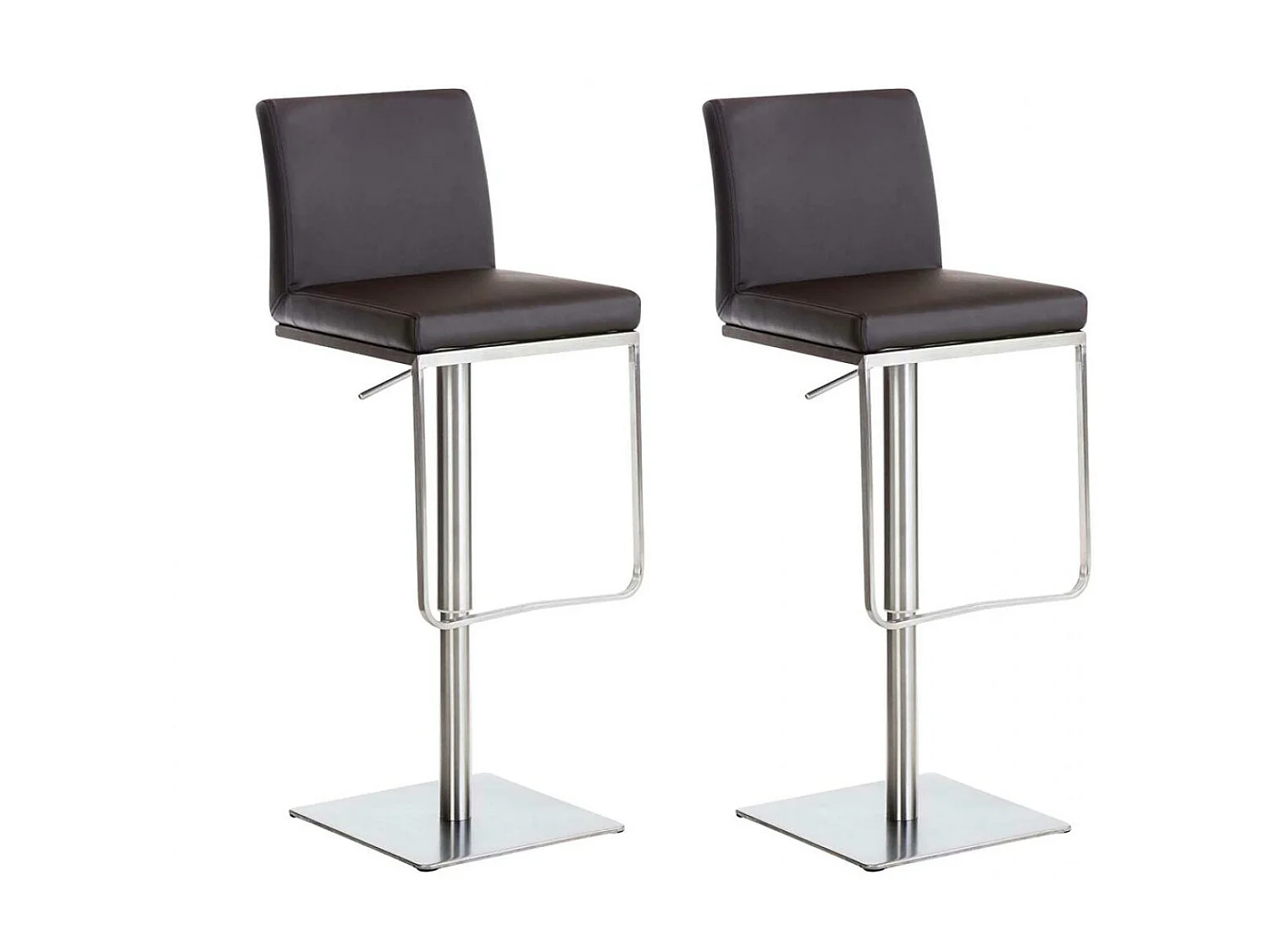 Lot de 2  Tabouret de bar - Similicuir & Acier inoxydable - Marron - Panama