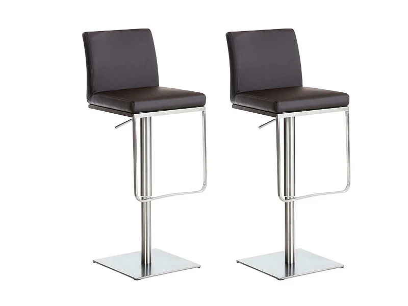 Lot de 2  Tabouret de bar - Similicuir & Acier inoxydable - Marron - Panama