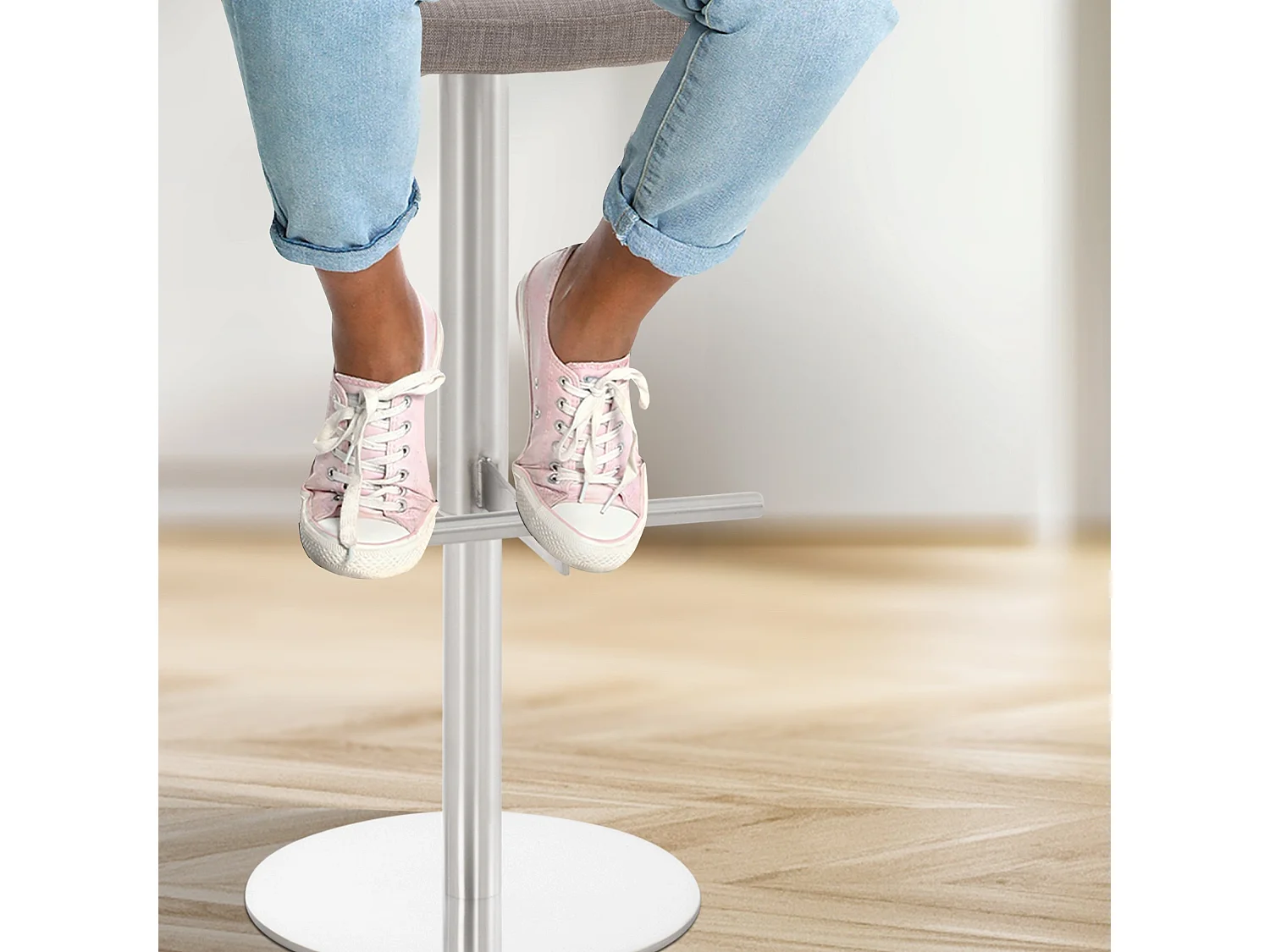 Tabouret de bar - Tissu & Acier inoxydable - Gris - Cadiz