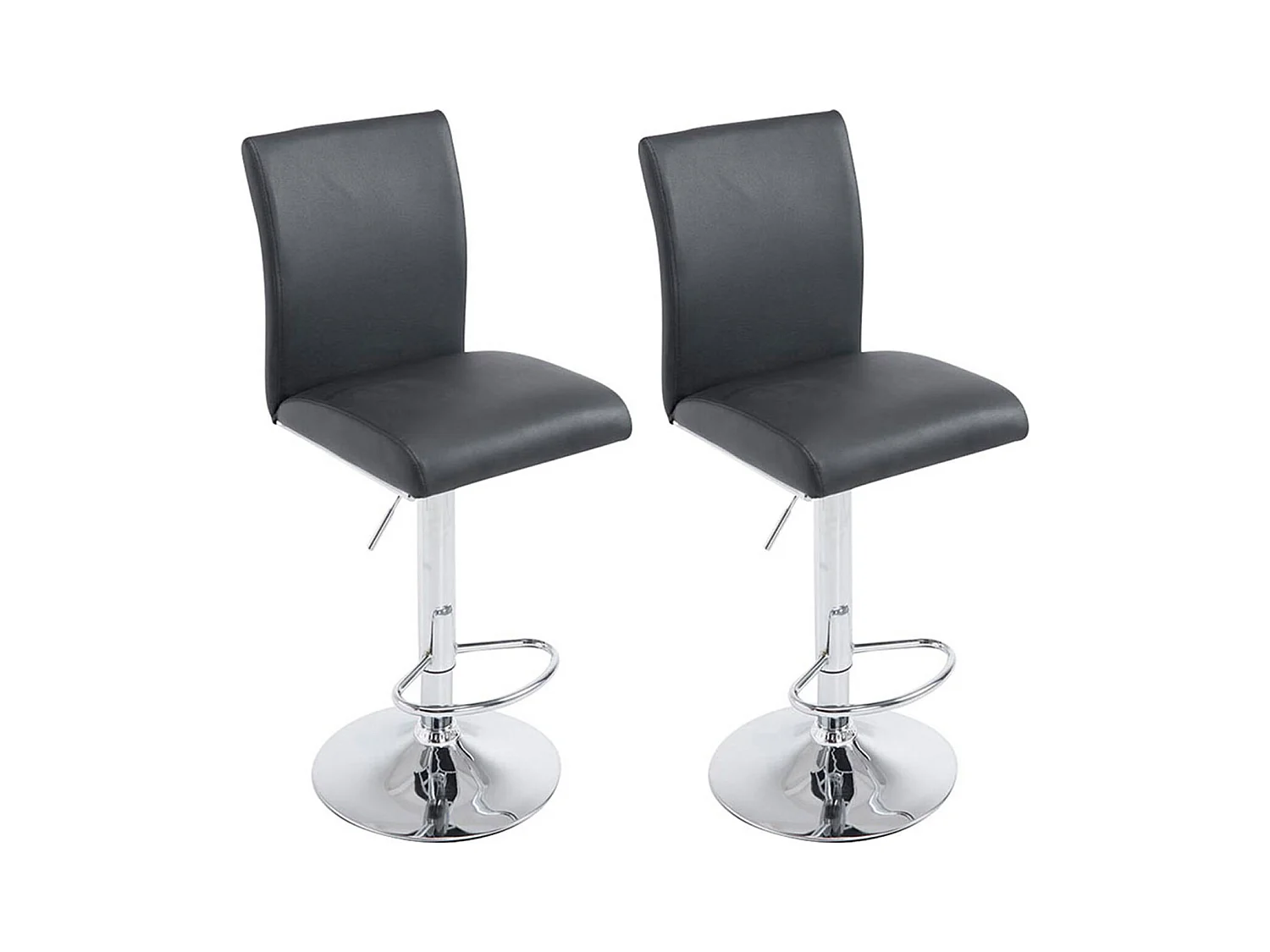 Lot de 2  Tabouret de bar - Similicuir & Noir - Noir - Köln