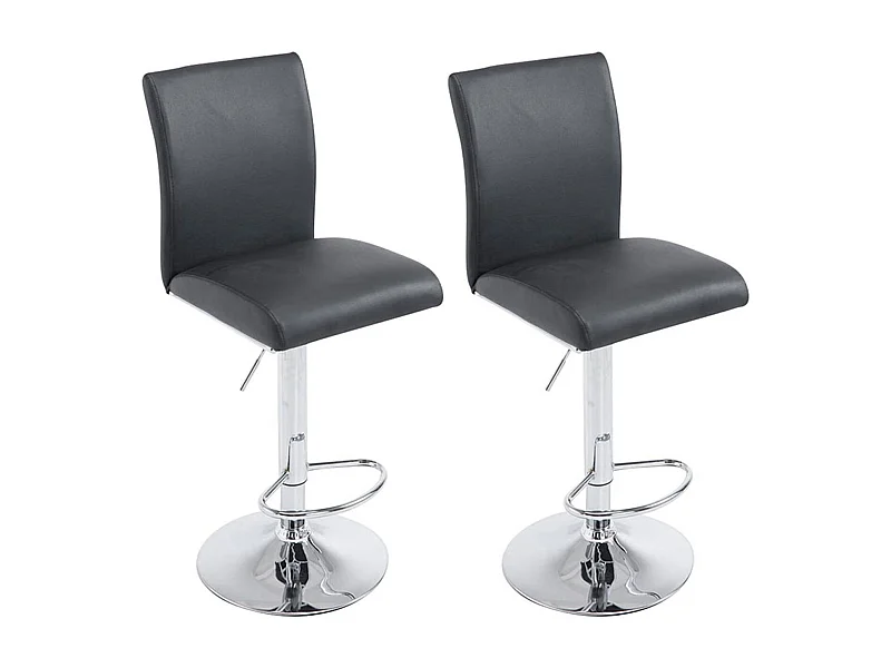 Lot de 2  Tabouret de bar - Similicuir & Noir - Noir - Köln