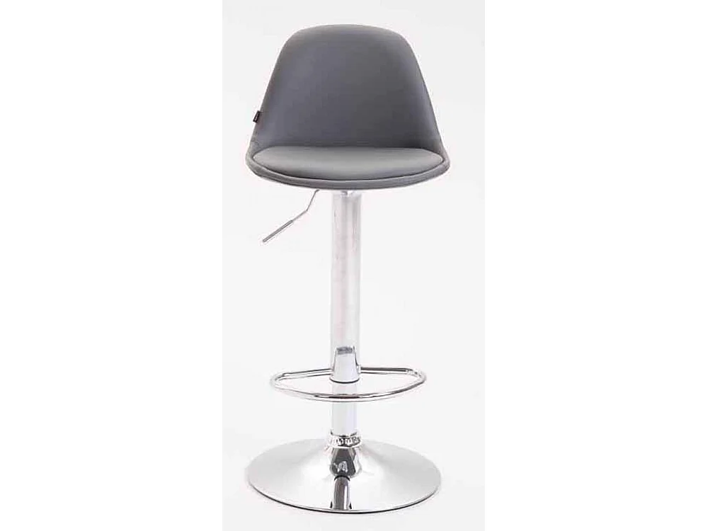 Lot de 2 Tabourets de bar - Similicuir & Métal chromé - Gris - Kiel