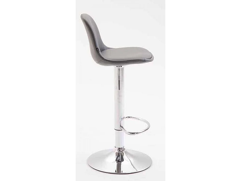 Lot de 2 Tabourets de bar - Similicuir & Métal chromé - Gris - Kiel