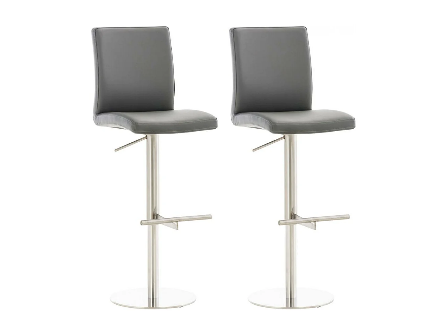 Lot de 2  Tabouret de bar - Similicuir & Acier inoxydable - Gris - Cadiz