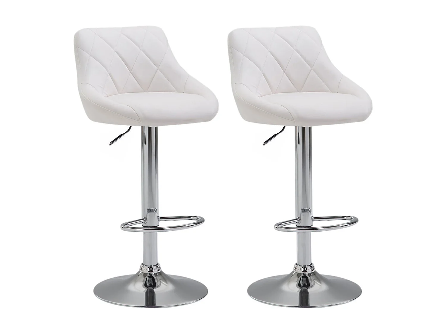 Lot de 2  Tabouret de bar - Similicuir & Gris - Blanc - Lazio