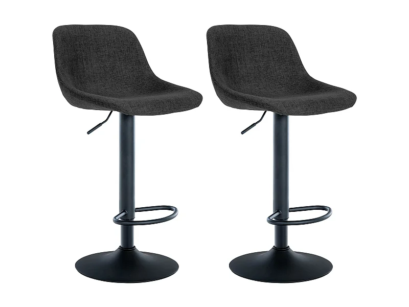 Lot de 2  Tabouret de bar - Tissu - Noir - Loft